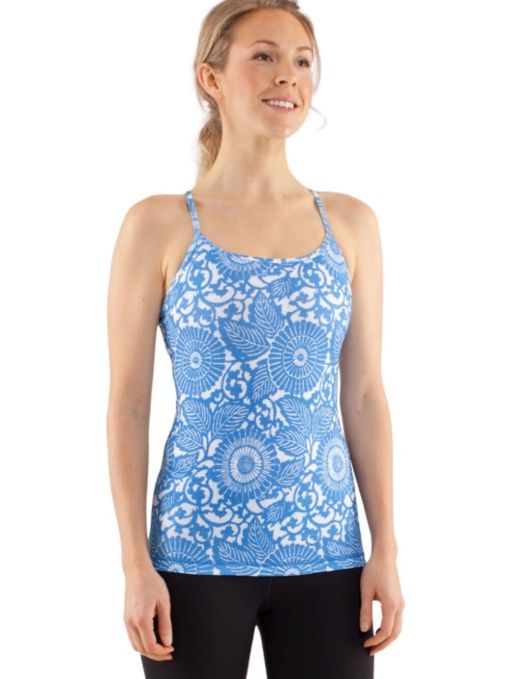 Lululemon Power Y Tank Women's 8* Beachy Floral White Porcelaine Activewear Y2K